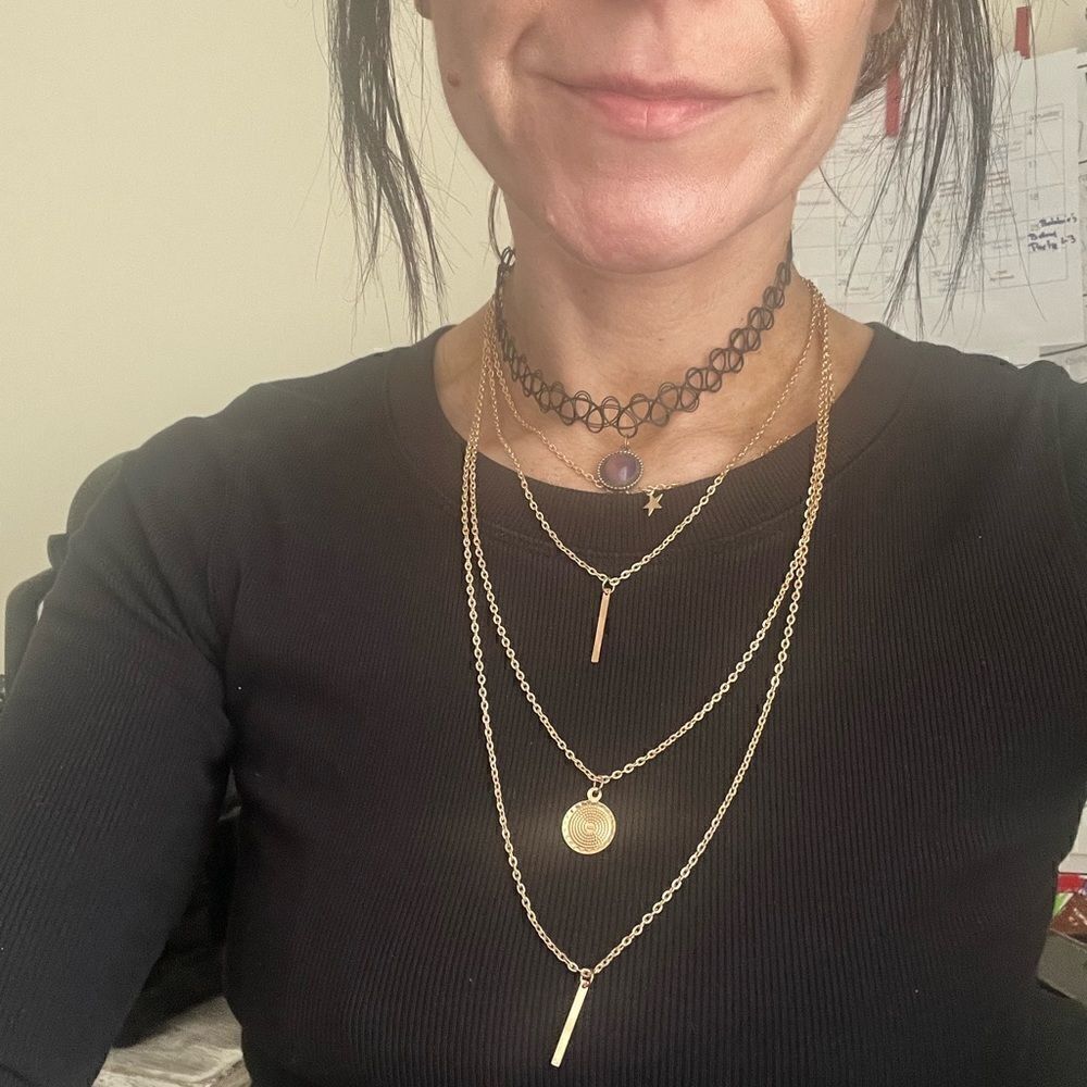 Four Layer Gold Boho Layering Necklaces - Picture 2 of 4